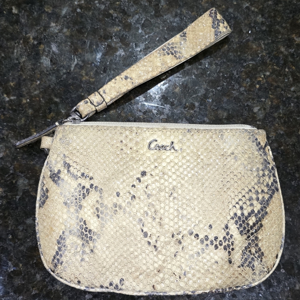 Coach Tan Snake Print Wristlet